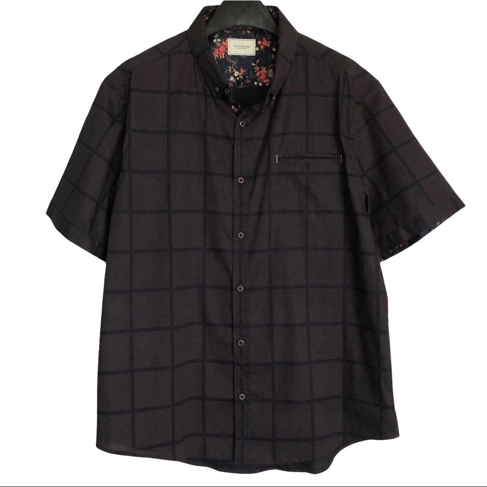 7 Diamonds Men's Woven Vanishing Point Button Down